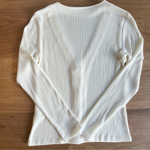 NWOT Reformation Jeans Iris Ivory Ribbed V-Neck Cardigan Top Size Medium - Picture 9 of 12